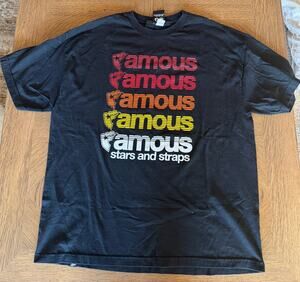 Famous Stars and Straps XXL Black Graphic Tee Y2K Skate Streetwear Travis Barker